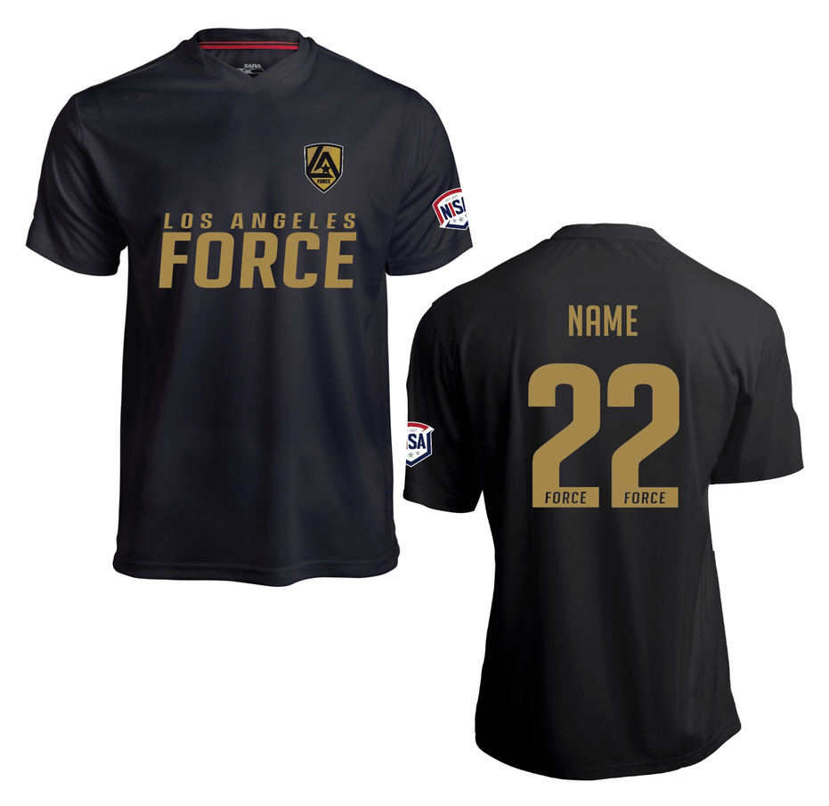 LA Force Game Jersey Black/Gold - With Custom Name and Number