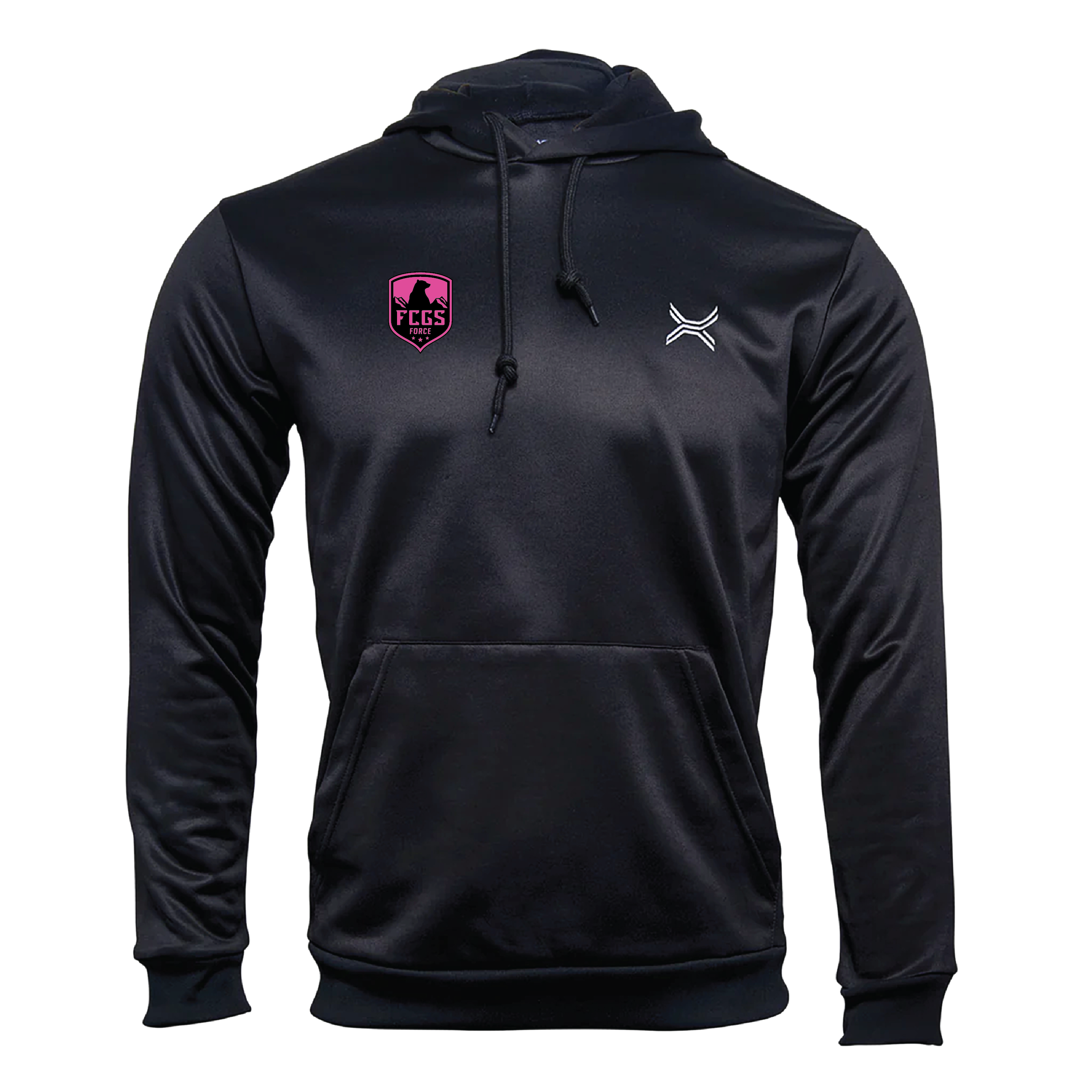 FCGS Force Unisex Elland Performance Hoody Black - With Pink Patch