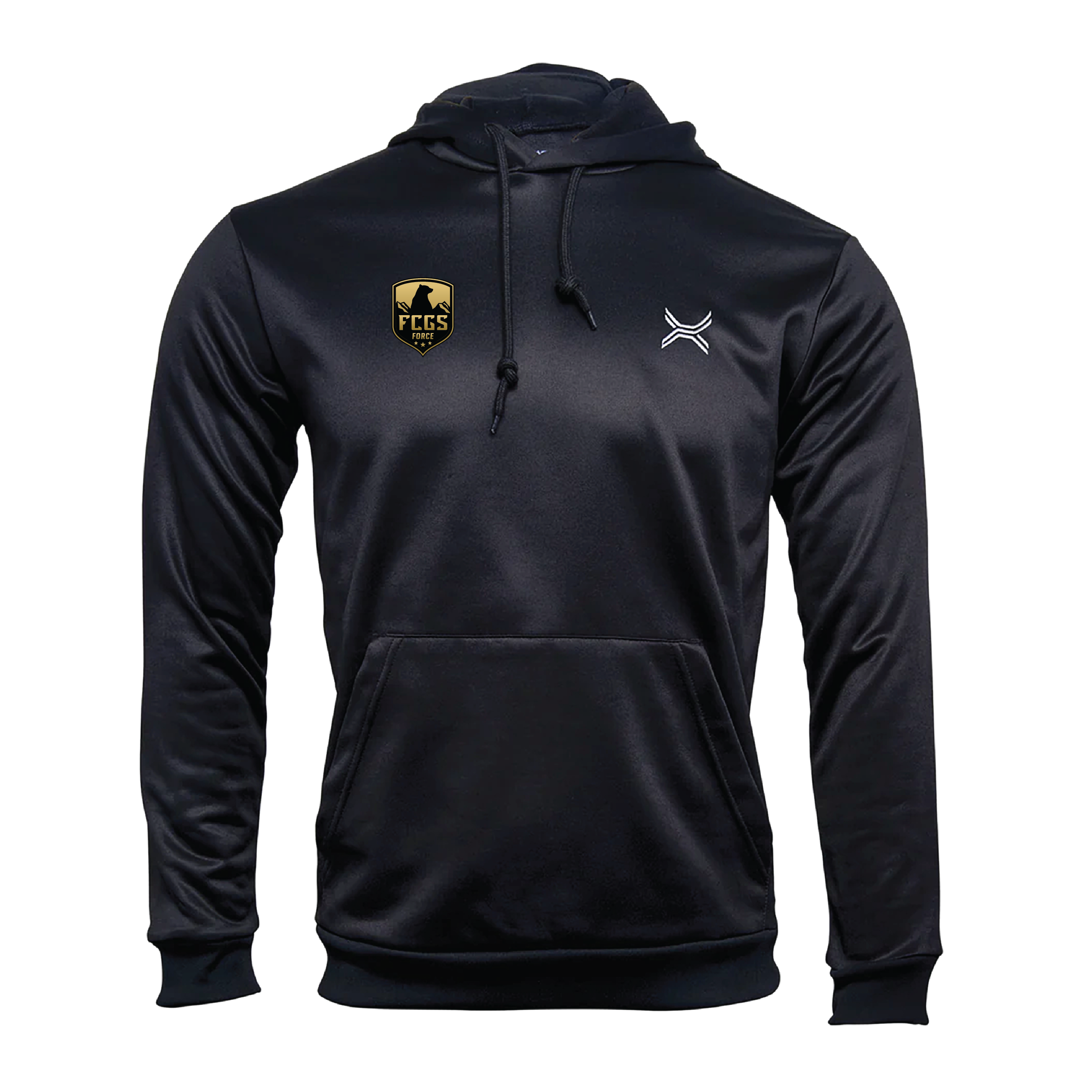FCGS Force Unisex Elland Performance Hoody Black - With Gold Patch