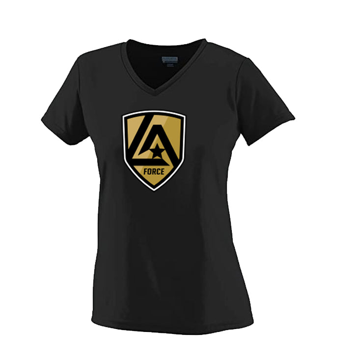 LA Force Women Cotton Tee V-Neck Black D8