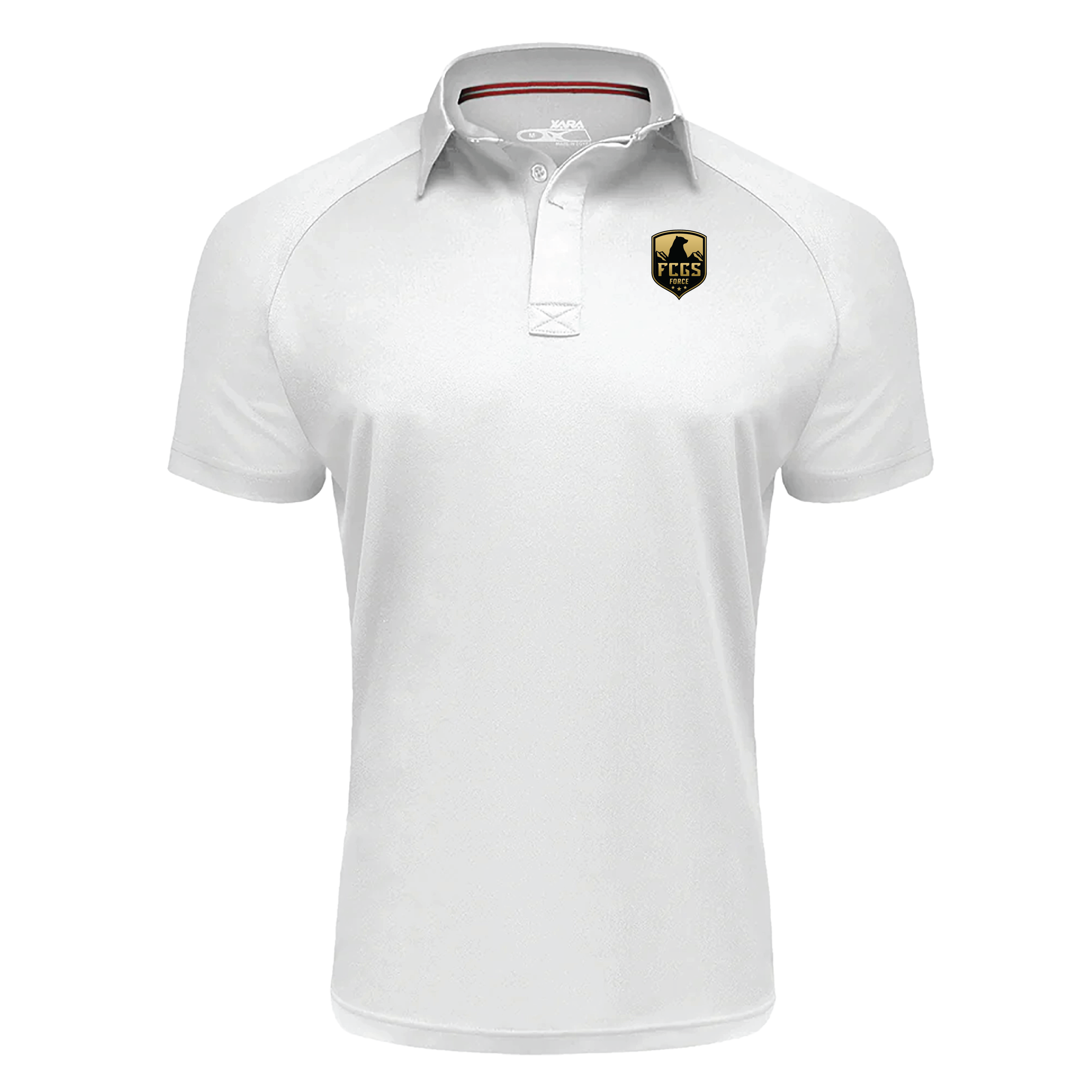FCGS Force Unisex Prospect Polo Shirt White - With Gold Patch