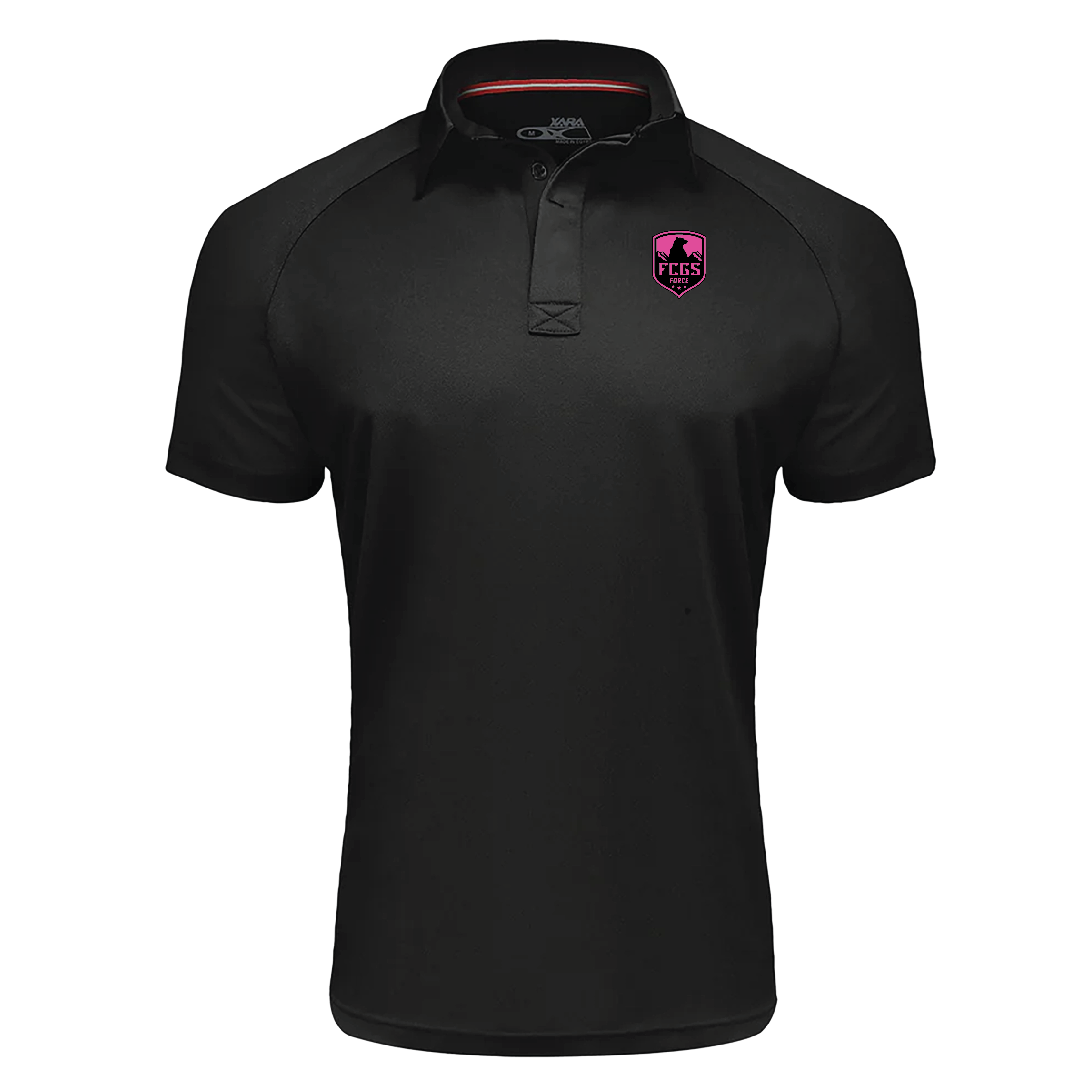 FCGS Force Unisex Prospect Polo Shirt Black - With Pink Patch